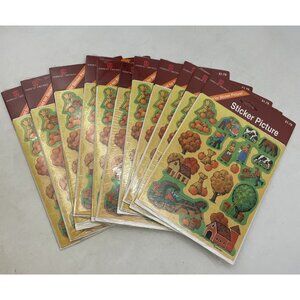 11 Fall Leaves Harvest Stickers Pictures Pumpkin Barn Horses Cows New